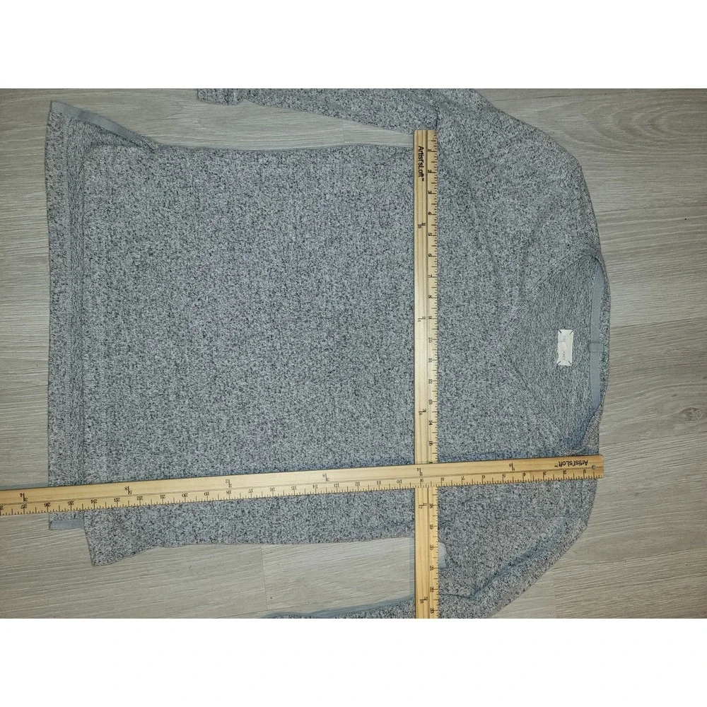 Lou & Grey Womens XS Grey‎ Marled V-Neck Knit Tunic Sweater Side Slit oversized